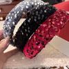 Wide Wide Hairband Solid Color Sponge Hair Band Fashion Sequins Headband  Ladies