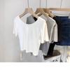 2026 summer new Korean version slim and thin machine cross beautiful back short bottom short sleeve T-shirt top women
