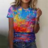 Plant Printed Harajuku 3D Summer Top Women's Colorful Floral Short Sleeved T-shirt
