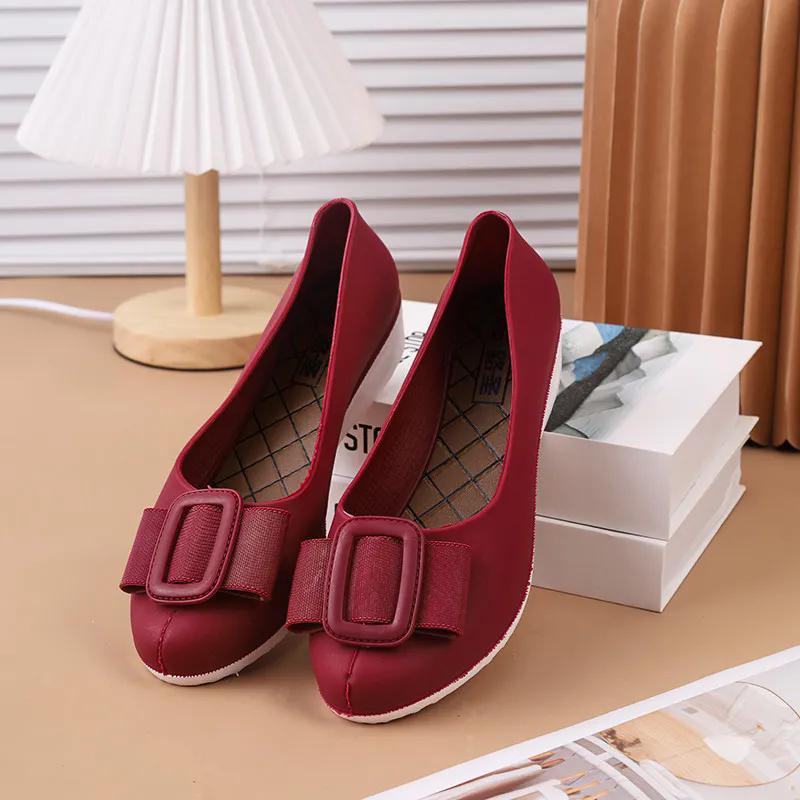 

WTEMPO женские водонепроницаемые нескользящие рабочие туфли из ПВХ с мягким толстым каблуком большого размера, однотонные повседневные туфли 40 красный