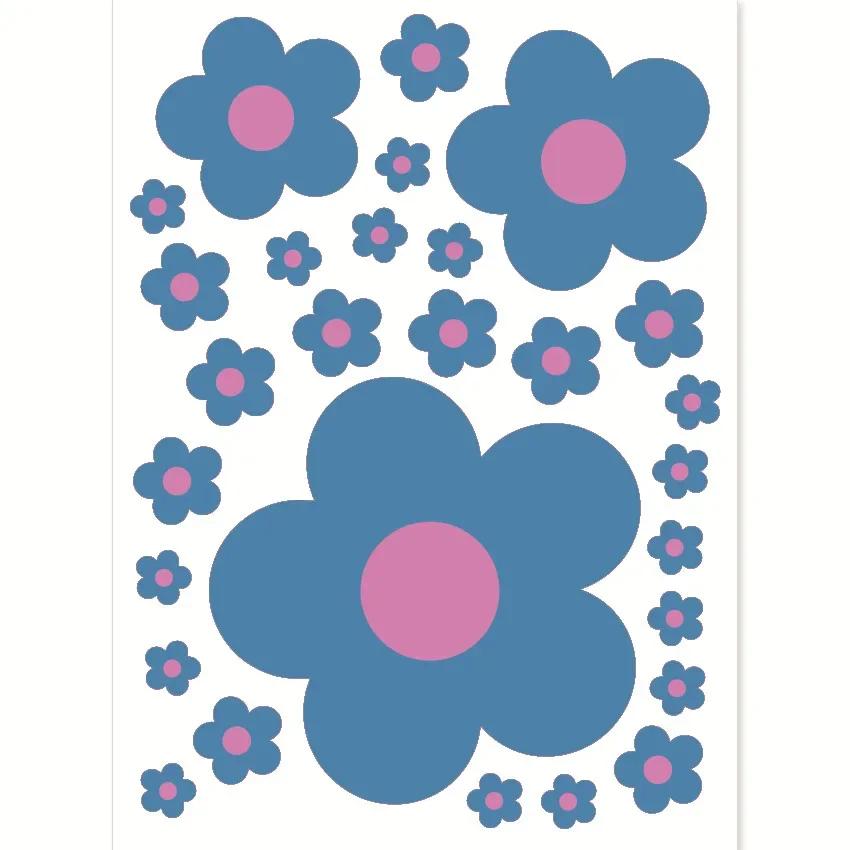 Colorful Flower Wall Sticker for Car Glass Baby Room Wall Decals Living Room Children Home Decor Bedroom Decoration 1Pcs Cartoon