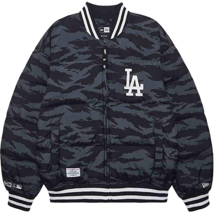 New Era FW24 MLB Los Angeles Dodgers Baseball Collar Loose Zipper Down Jacket Unisex jackets Black 14397959