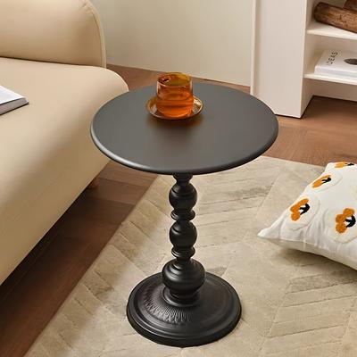 Vintage Round Sofa Table Living Room Metal Coffee Table -  Elegant Retro Pattern Decoration, Durable Baking Paint Table