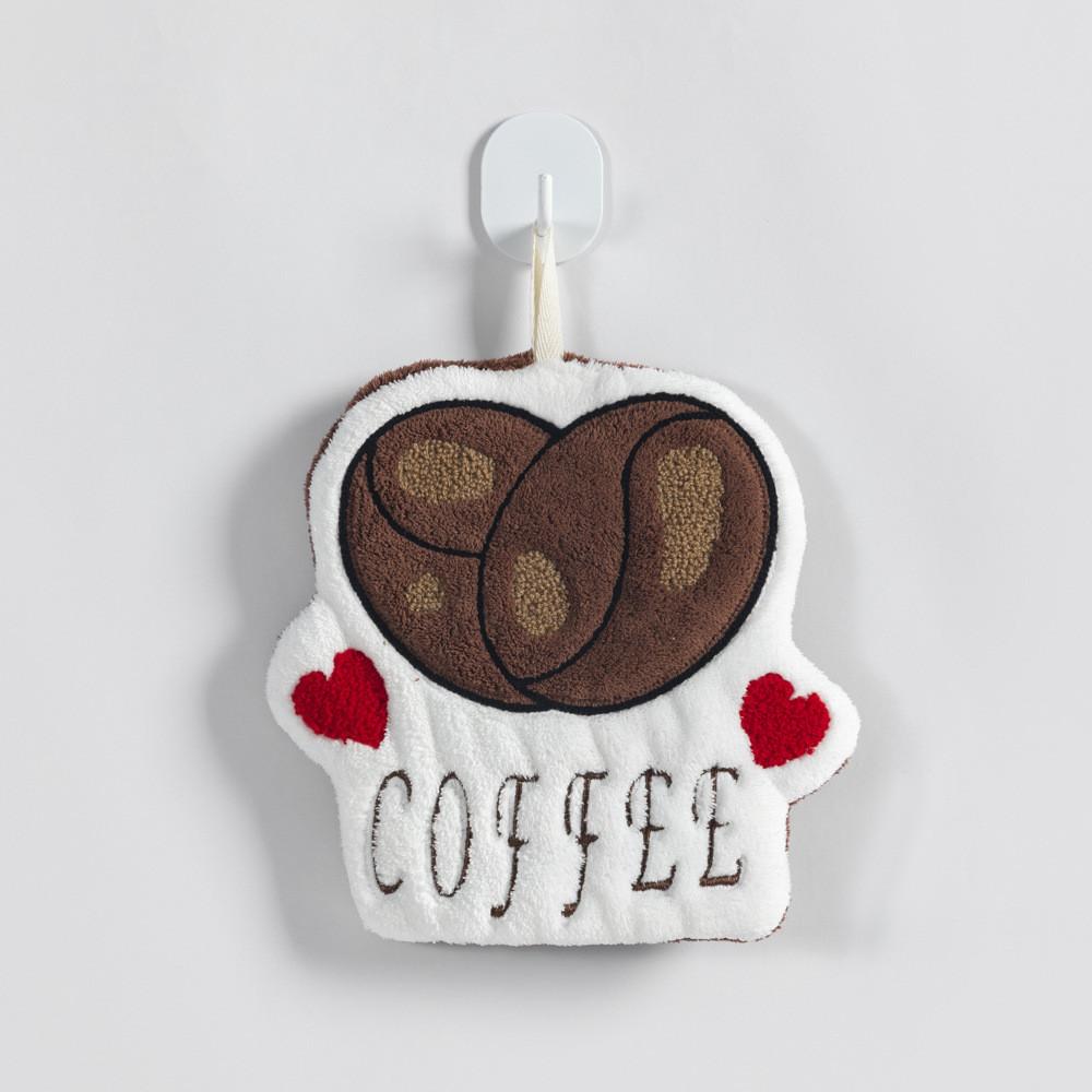 

Новое кофейное полотенце с утолщенной коралловой флисовой вышивкой, симпатичное полотенце для рук, кухонное и детское маленькое полотенце для ванной 26*21cm кофейный