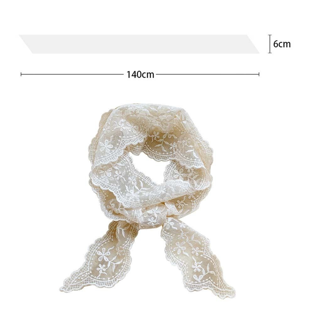 Elegant Lace Scarf Floral Neckerchief Summer Headband for Women