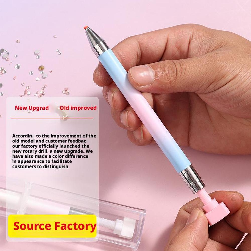 Gradient Point Drill Wax Stick with Self-Adhesive Rotating Nail Art Tool, Portable Dotting Pen for Nail Salon Use Nail Art Pen