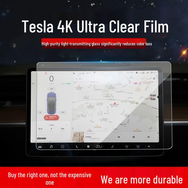 Tesla Model 3/Y Center Console Displayschutzfolie, Vollabdeckung Gehärtetes Glas, Explosionsgeschützt