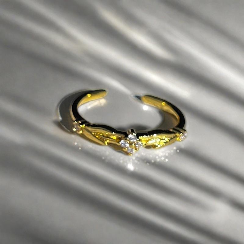 Minimalist Serpentine Full Diamond Zir*****Pen Ring Niche Personality High Sense Light Luxury Exquisite Ring Woman
