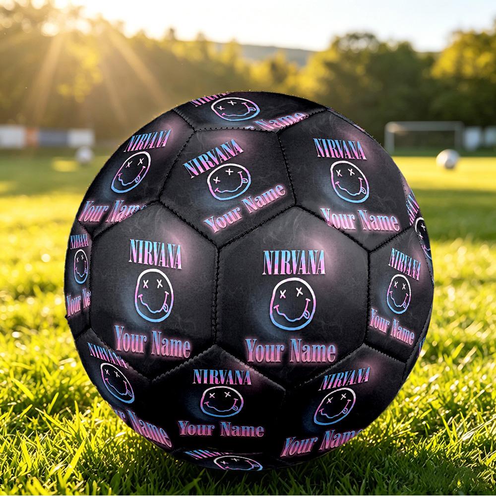 Nirvana Size 5 Football, Custom Name Text Personalized Soccer Ball Sport Training Gift