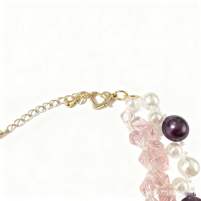 Sweet Cat Dog Necklace With Imitation Pearl Beads Adjustable Pet Collar Charm Girls Princess Style