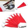10pcs/Set Christmas Hats Wine Bottle Cover Tableware Pockets Knife Fork Holder Christmas Decoration Supplies