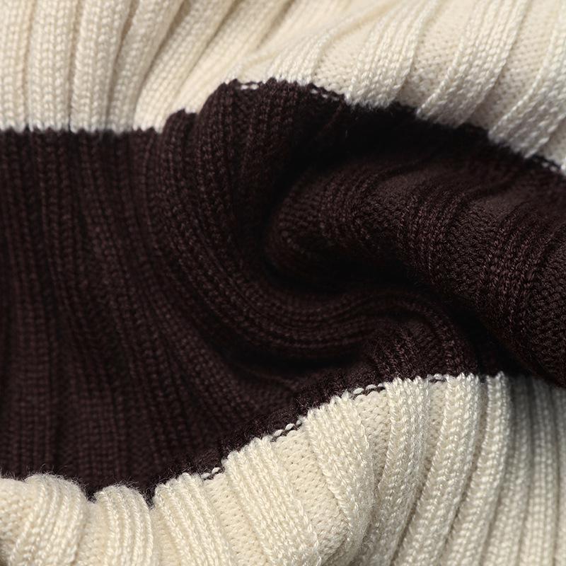 European AW 2026 Retro Knitwear: Women's Striped Lapel Slim Fit Sweater