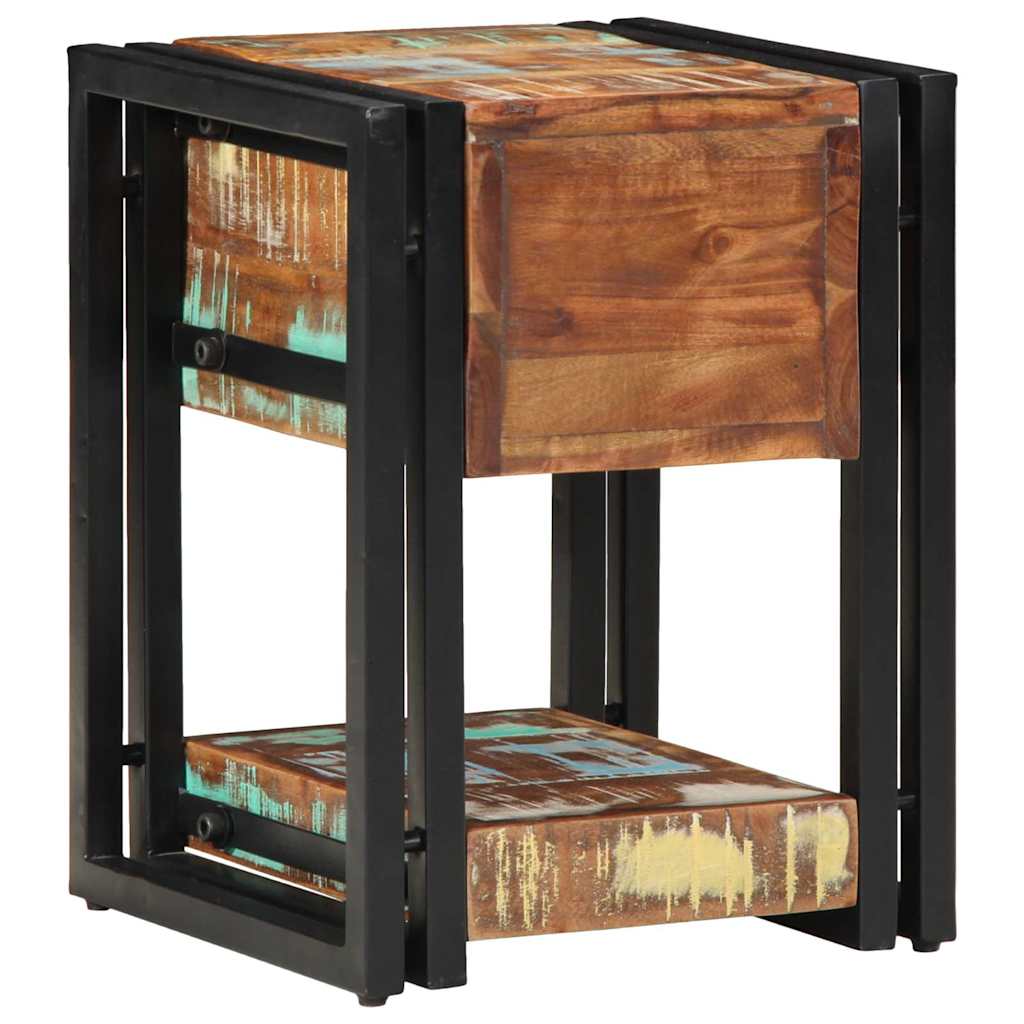Nightstand 30 X 30 X 40 Cm Solid Upcycled Wood