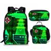 Hip Hop Popular Funny Geometry Dash 3D Print 3pcs/Set pupil School Bags Laptop Daypack Backpack Crossbody Lunch bag Pencil Case