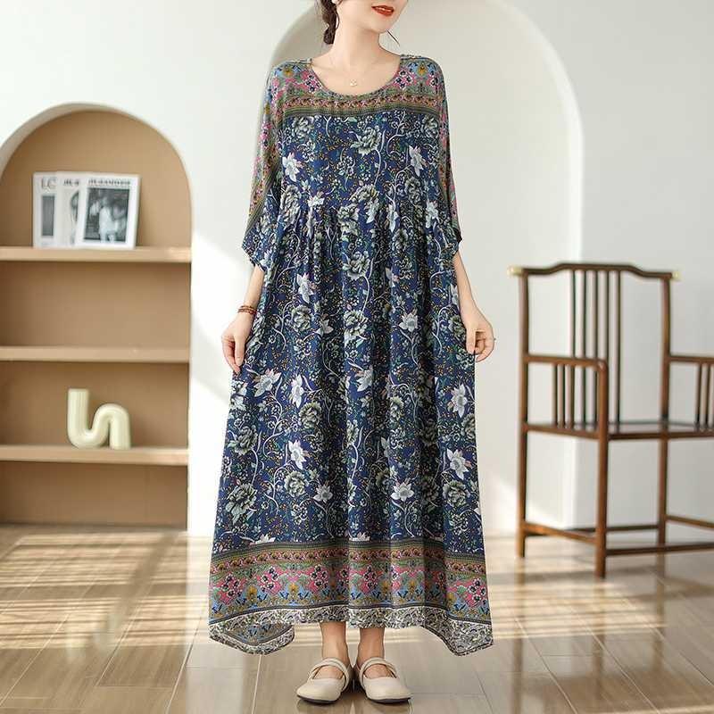 

Винтажное дорожное платье в отпускном стиле One Size тёмно-синий