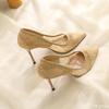 Women's Shoes Breathable Lace Mesh Sexy High Heels Design Sense Niche Temperament Pointed Thin Single Shoes Versatile Solid