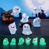 Halloween Mini Ghost Figures with Box Miniature Glow-in-The-Dark Ghost Figurine Luminous Tiny Ghost Toy for Home Party Decor