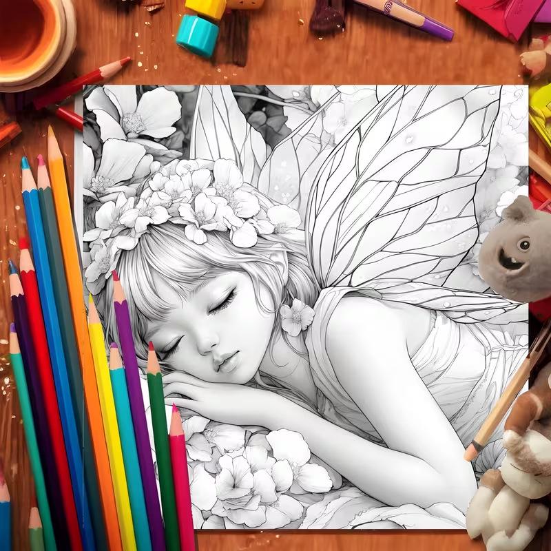 Dream Flower Fairy Doodle and Coloring Notebook