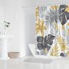 1Pc Shower Curtain With Large Monstera And Yellow Flowers - Polyester Fabric, Machine Washable, Suitable For Bathroom Decoration