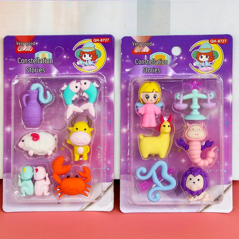 Adorable Cartoon Mini Eraser Set for Students – Perfect Back-to-School Gift