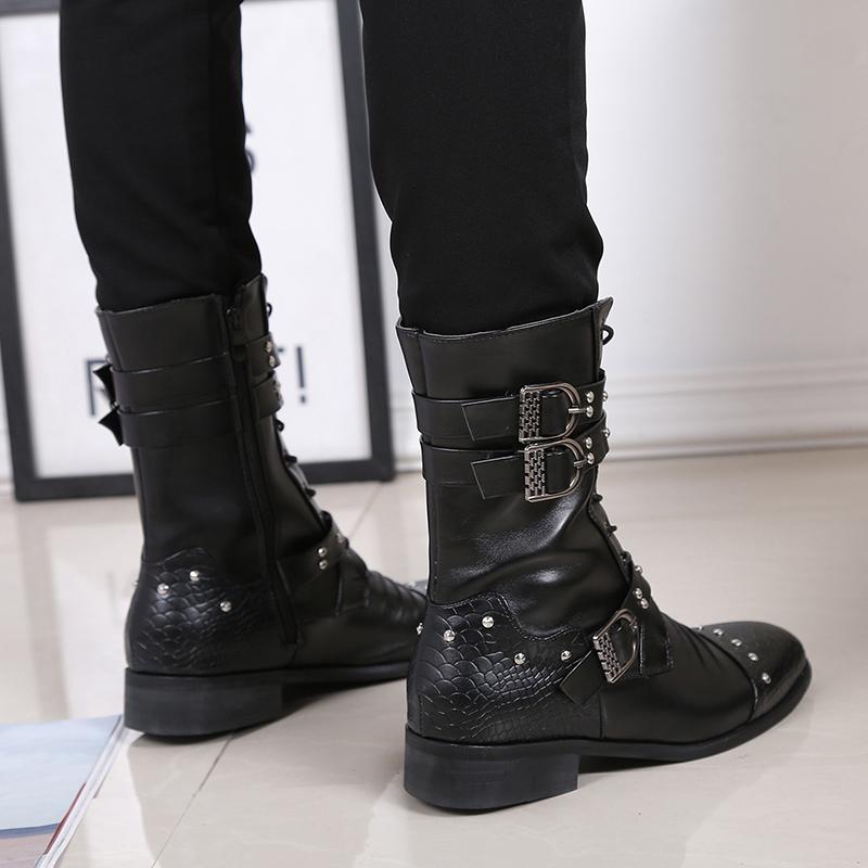 Модные мужские осенне-зимние ботинки дизайнерские туфли из натуральной кожи для вечеринок — фото 7