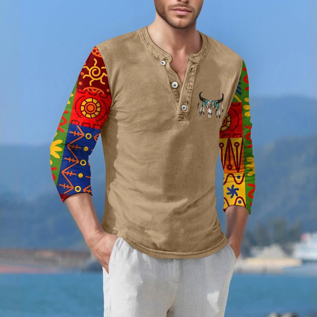 Herre T-skjorte Street Casual Mote Langermet Topp
