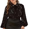 Plus Size Women's Loose-fitting Bow Long-sleeved Top For Commuting