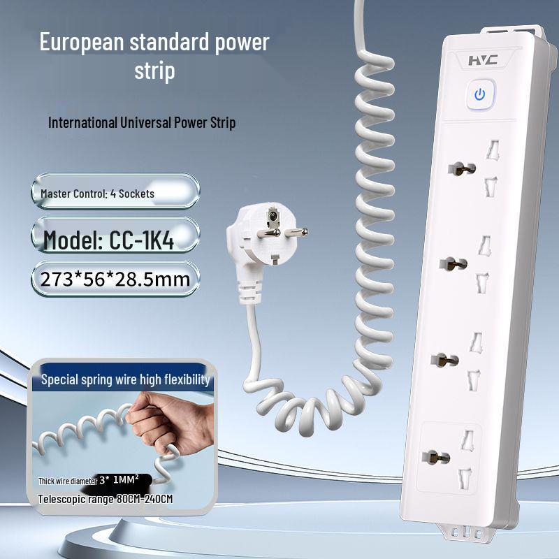 European Standard German Power Strip Extension Cord Adapter for Cross-Border Use
