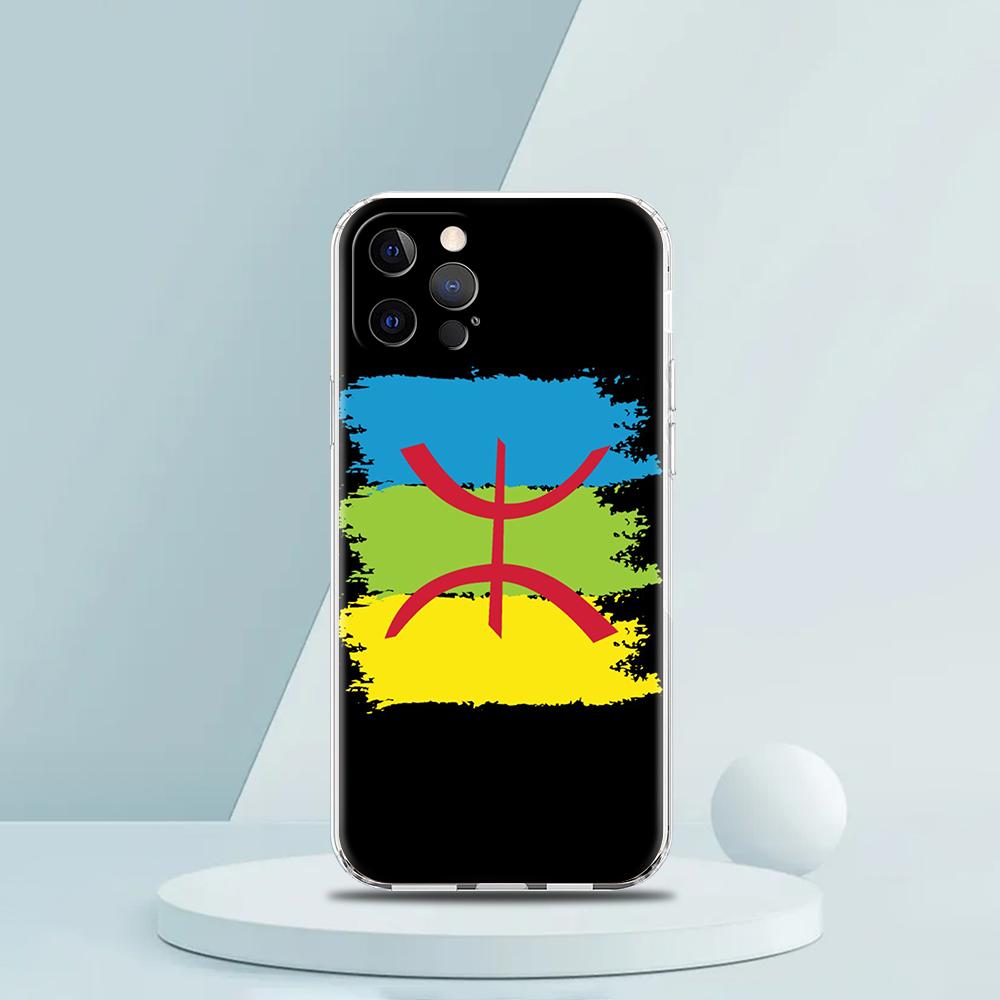 

Amazigh Berber Flag Phone Case for iPhone 16 15 14 13 12 Pro Max Cover Transparent for iPhone 11 Pro Max 7 8 Plus XS XR Shell iPhone 14 Plus