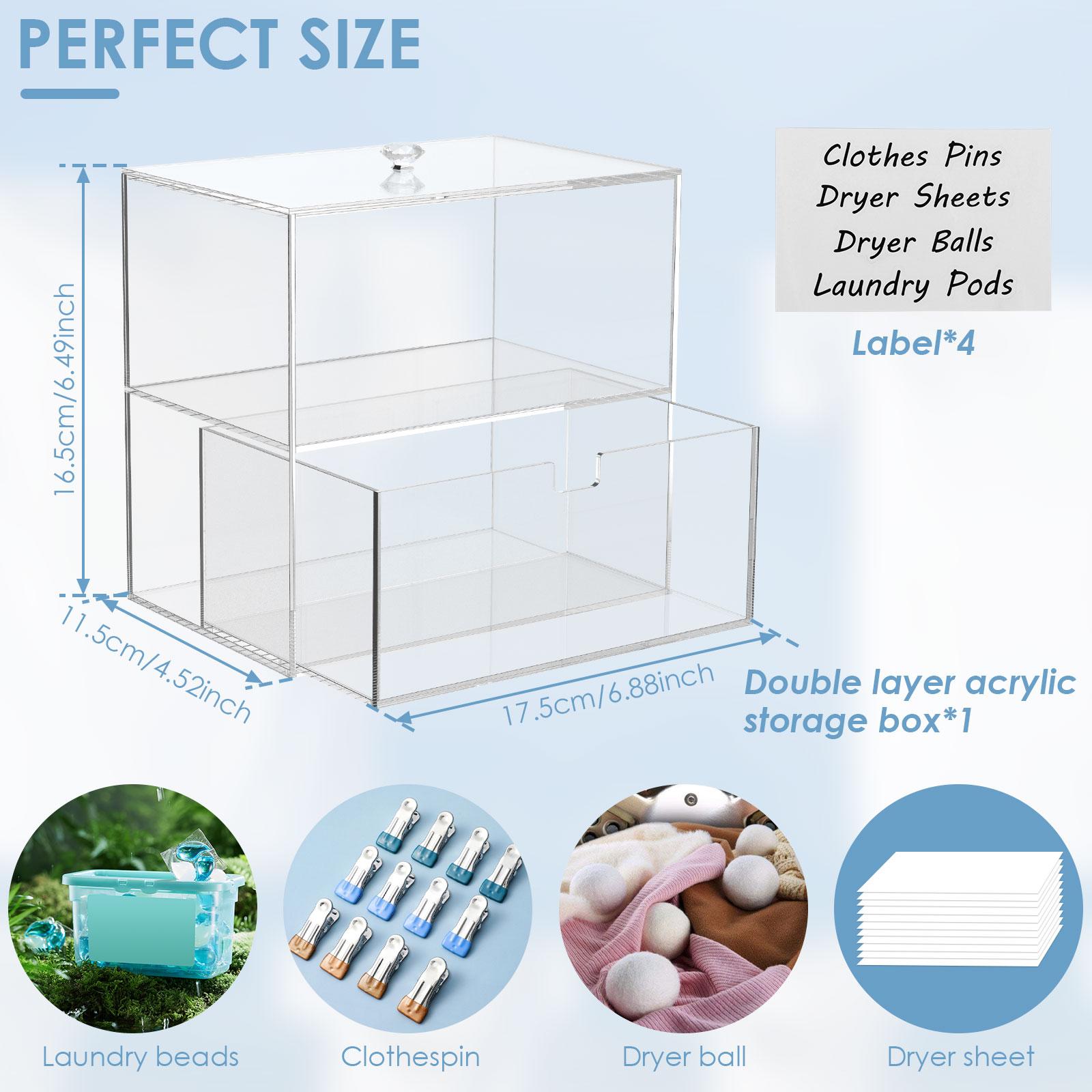 Dryer Sheet Holder Acrylic Dryer Sheet Dispenser Clear Laundry Room Organizer with Laundry Room Labels for Dryer Sheets Laundry