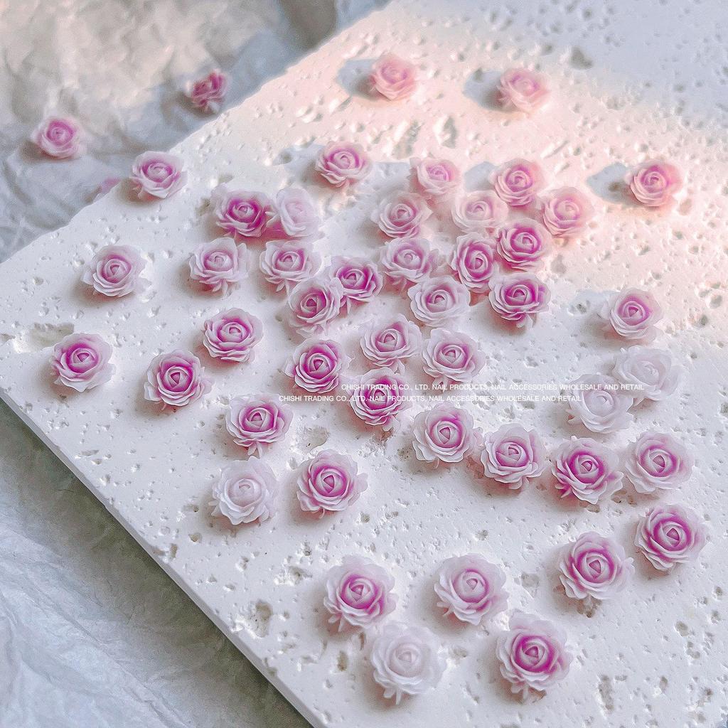 Popular Luminous Camellia and Dried Rose Flower Nail Art Decor