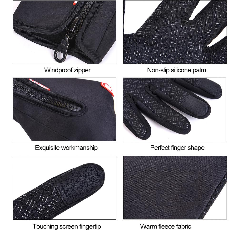 Kyncilor Glove Outdoor Winter Warm Sklisikker berøringsskjermhansker for sportssykkelkjøring