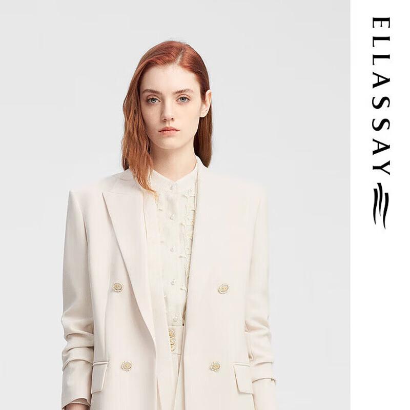 ELLASSAY Women s Double-Breasted Triacetate Blazer XS