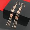 Exquisite Russian 585 Purple Gold Temperament Snake Bone Fringed Butterfly Earrings Rose Gold Color Gold Versatile Earrings