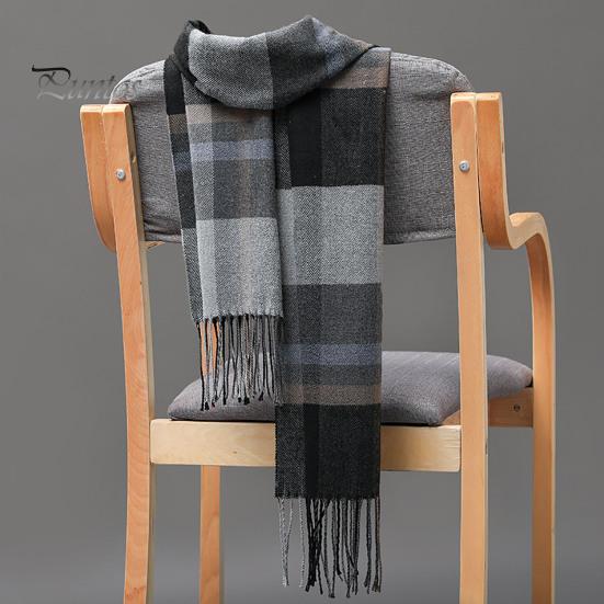 Scarves Men Scarf British Style Classic Plaid Fringed Tassels Soft Keep Warm Faux Cashmere Autumn Winter Adults Long for Riding