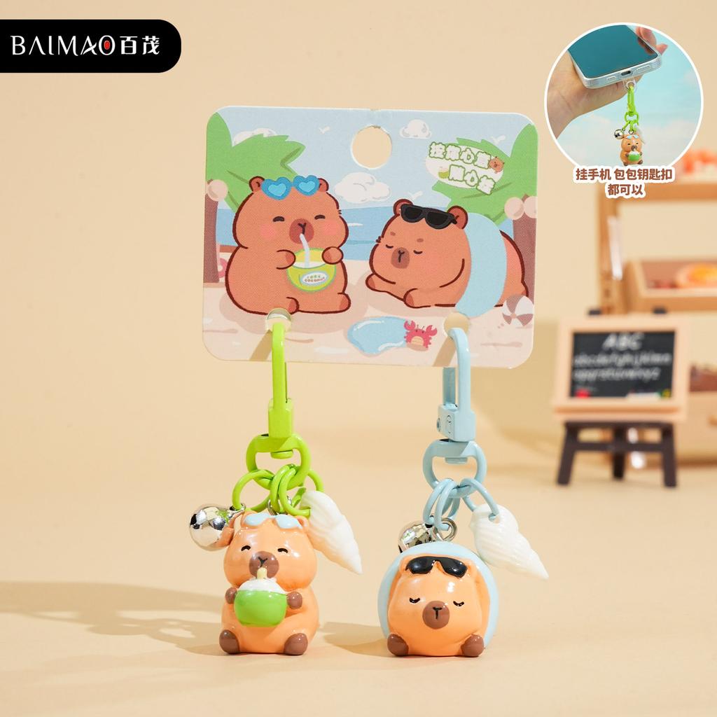 Original Q Cute Capybara Mini Small Nose Ka DIY Keychain Cute Resin Doll Mobile Phone Chain Backpack Pendant