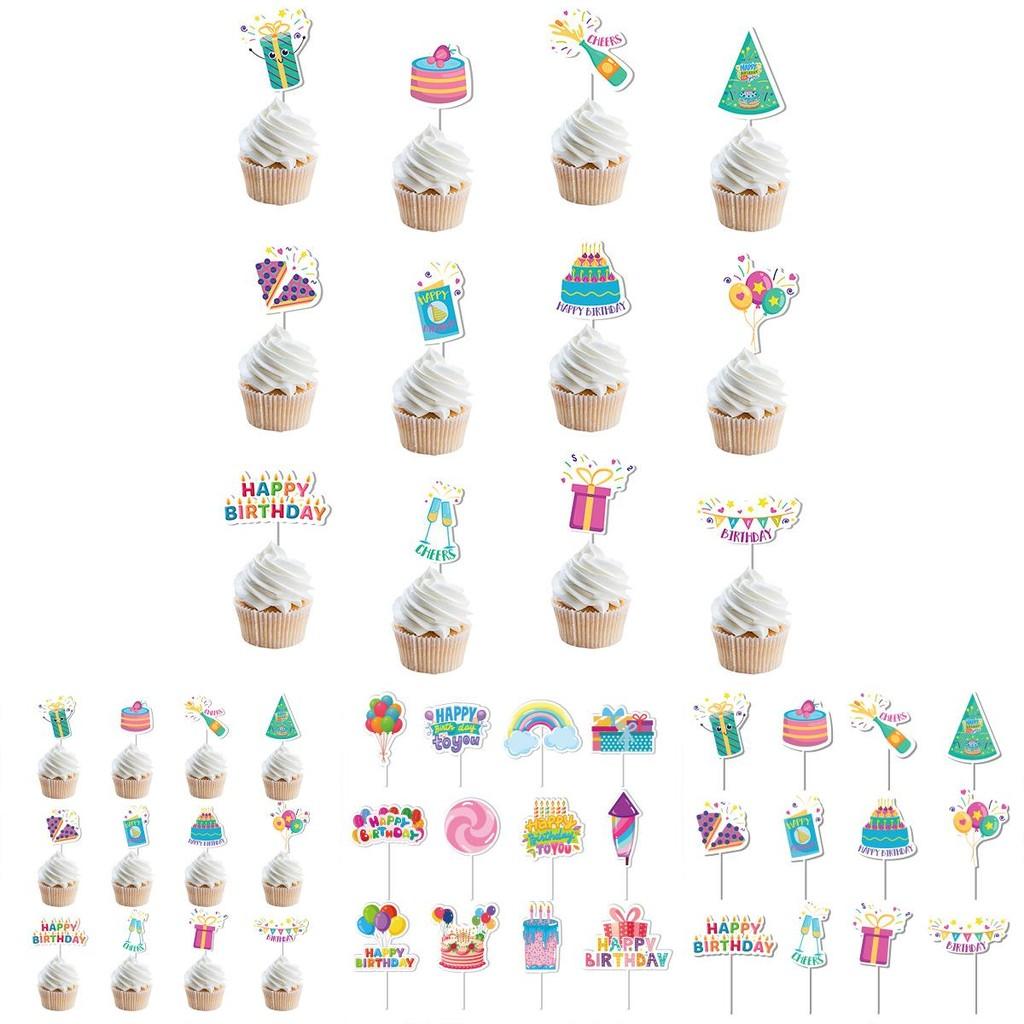 Cake Plugin Decorations For Birthday Party With Paper Flags Pack Of 12