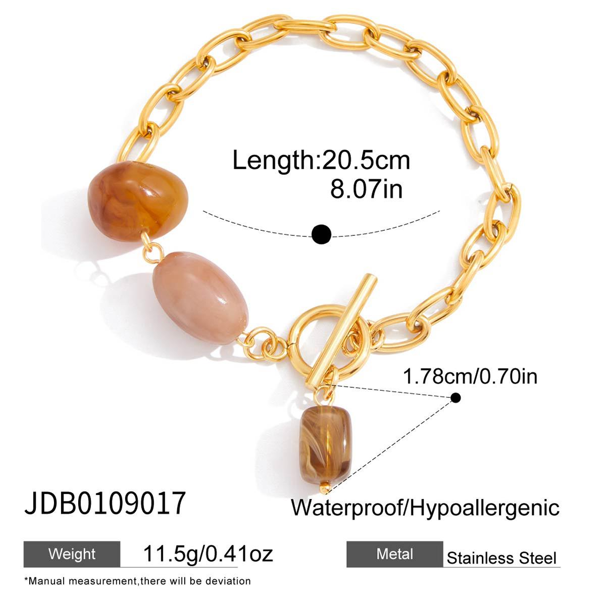 Youthway Vintage Geometric Resin Bracelet For Women Minimalist 18K Gold Plated Stainless Steel Bracelet Simple Fashion Jewelry