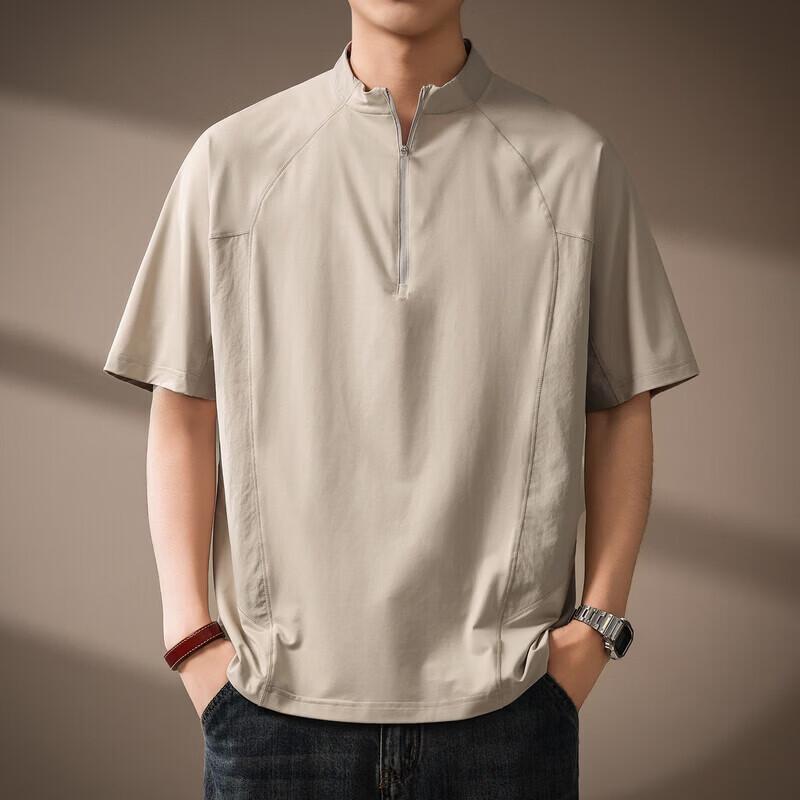 Men s Outdoor Quick-Dry Half-Zip Tencel Polo Shirt M