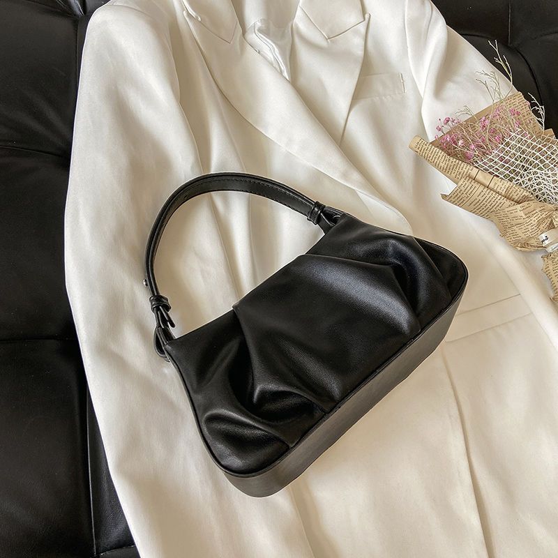 

Premium simple bag new fashion portable women s bag spring shoulder underarm versatile pleated bag чёрный