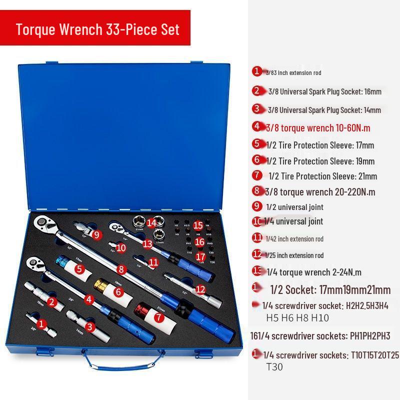 Adjustable Ratchet Torque Wrench for Auto Repair: Preset Tire & Spark Plug Socket Tool