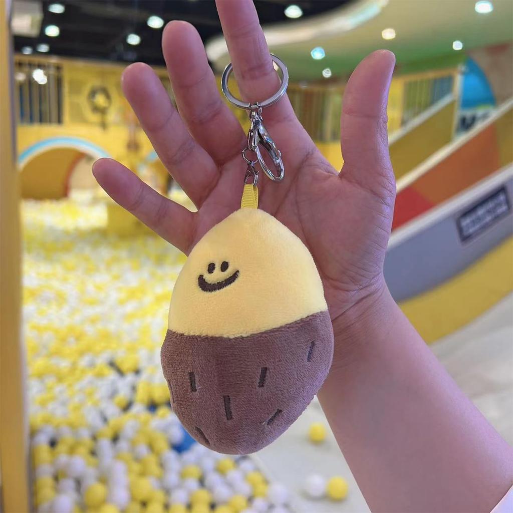 Keenso Plush Keychain, Soft, Portable, Adorable Sweet Potato Shape, Multifunctional, PP (Silver Keychain)