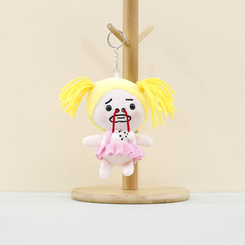 

Soft Cozy And Crying Girl Plush Doll Keychain For Cute Bag And Accessories Key Yellow Crying Girl