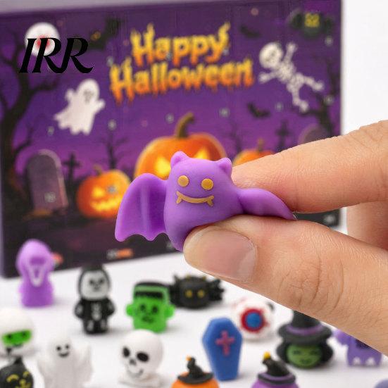 Halloween Dekoration Ideen Adventskalender, 24 Tage Countdown Kalender mit Stück Langsam Aufsteigendes Geschenk für Kinder Quetschspielzeug, Gruselige Sammlerstücke