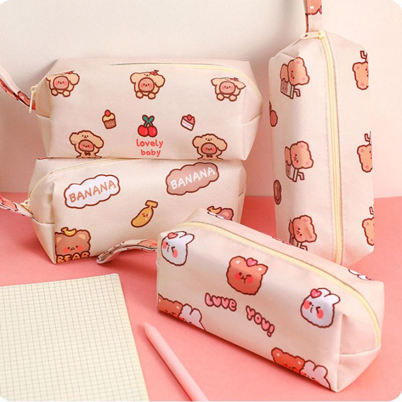 

Симпатичный мультяшный карандашный чехол Прекрасное животное Кролик Медведь Карандаш Сумка высокой емкости Холст Канцелярская сумка для хранения Корейские канцелярские принадлежности