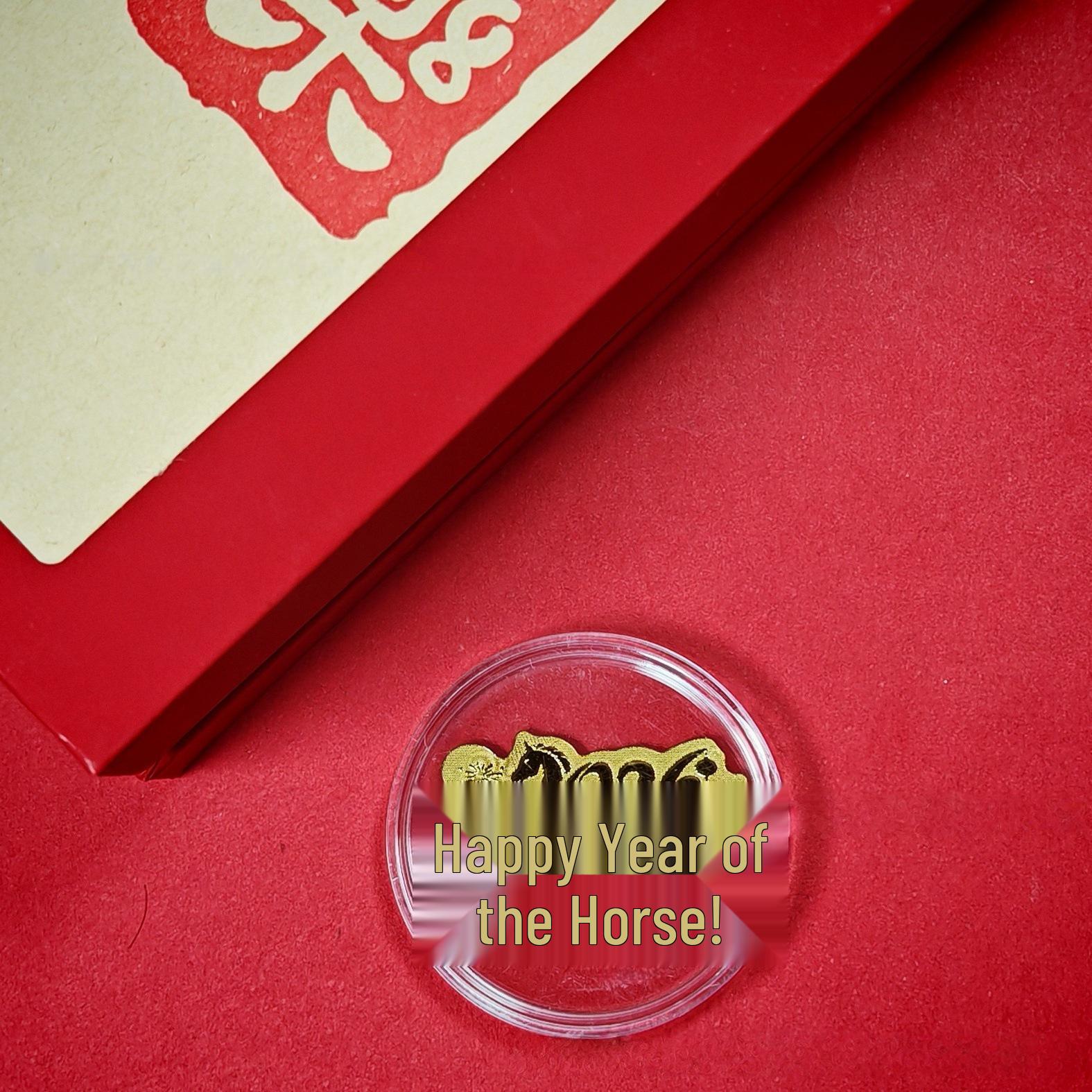 Year of the Horse 999 Pure Gold Mobile Stickers: Cultural & Creative Gift for Instant Prosperity