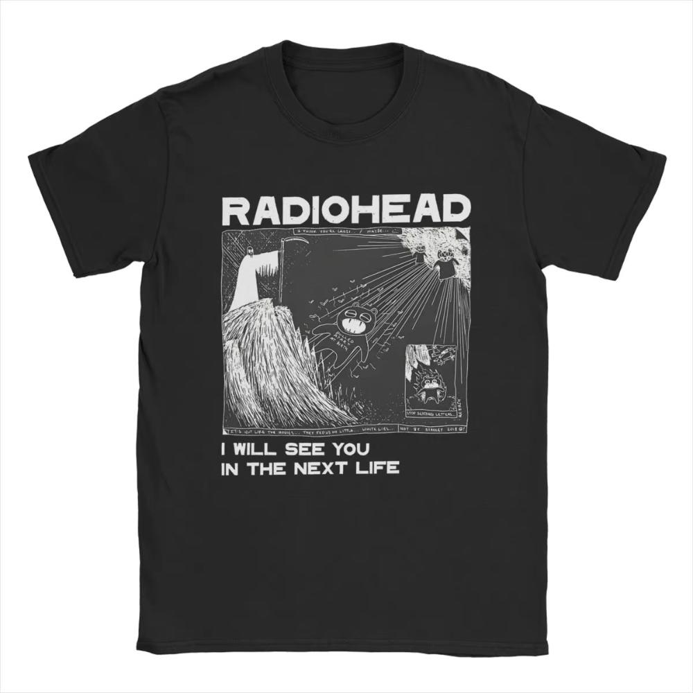 

Vintage Radiohead Printed TShirt for Men Women Crew Neck Cotton T Shirts Rock Band Short Sleeve Male Tee Shirt Adult Clothing S