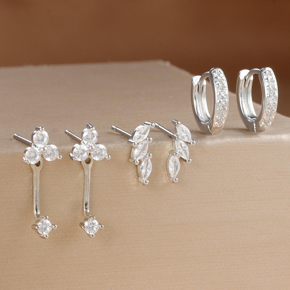 3 Pairs Exquisite Zircon Little Huggies Hoop Earrings Set for Women Stainless Steel Unique Cartilage Earring Piercing Jewelry