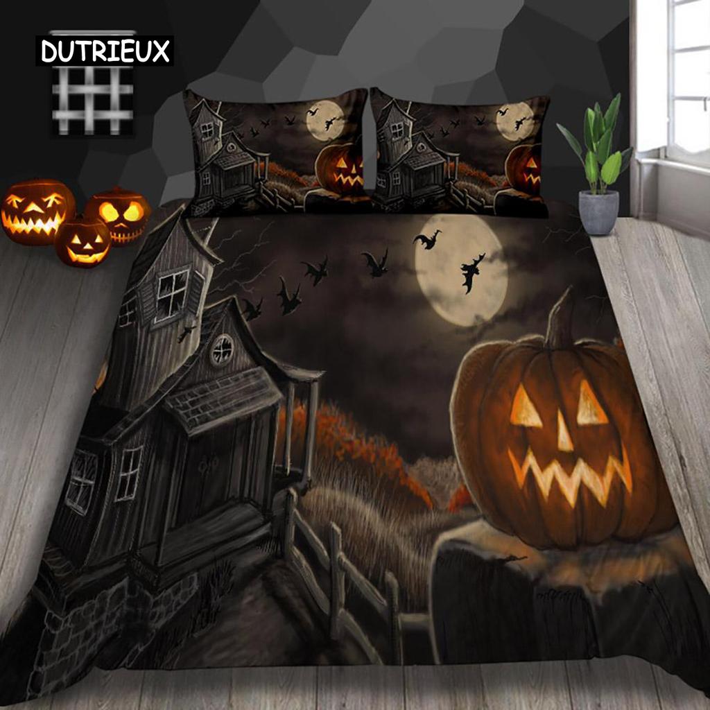 Halloween Duvet Cover Set Thumbedding Halloween Decor Mysterious Forest Bedding Set Polyester Double Queen King Size Quilt Cover