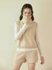 SISTERHOOD 100% Merino Wool High-Neck Knit Vest - Beige/Dark Gray